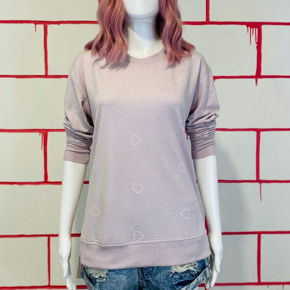 Jane + Delancey Purple Pullover Sweater with White Hearts 💜